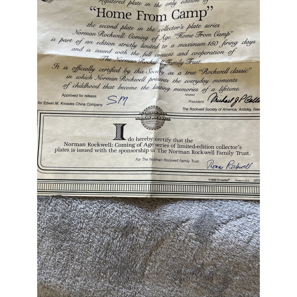 Norman Rockwell's limited-edition plate, 'Home From Camp.' - Picture 9 of 10